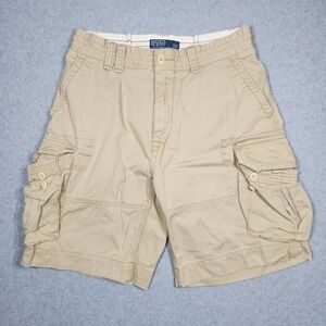 Polo Ralph Lauren Cargo Shorts 31 100% Cotton Beige Canvas Utility Work Tag 33